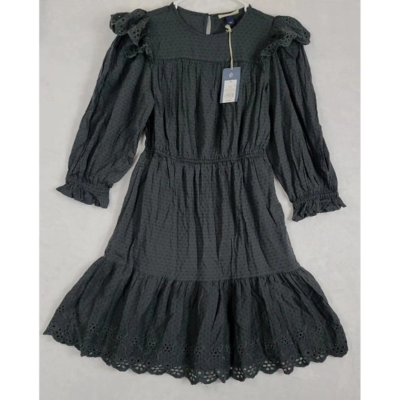 Universal Thread Women's Eyelet Ruffle Dress Extra Small XS Charcoal Gray NWT - Picture 1 of 14